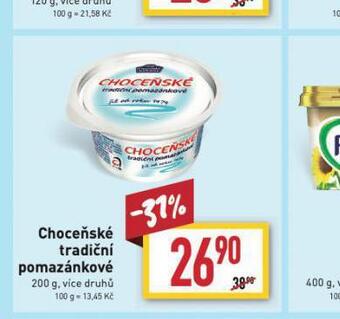 Billa Choceňské tradiční pomazánkové nabídka