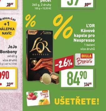 Billa L´or kávové kapsle pro nespresso nabídka