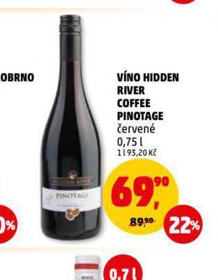 Penny Market Víno hidden river coffee pinotage nabídka