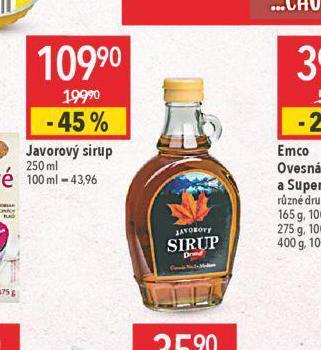 Globus Javorový sirup nabídka
