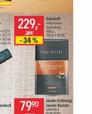 Globus Davidoff zrnková káva nabídka
