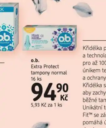 dm drogerie O.b. extra protect tampony normal nabídka