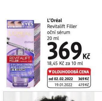 dm drogerie Loreal revitalift filler oční sérum nabídka