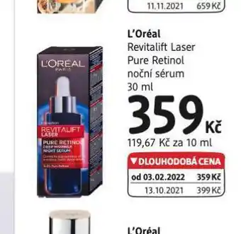 dm drogerie Loreal revitalift laser pure retinol noční sérum nabídka