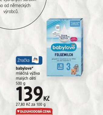 dm drogerie Babylove mléčná výživa nabídka