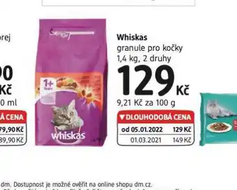 dm drogerie Whiskas granule pro kočky nabídka