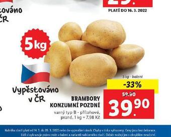 Lidl Brambory konzumní pozdní nabídka