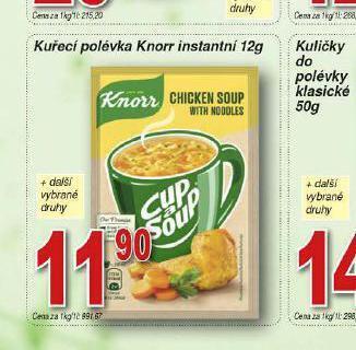 Lidl Kuřecí polévka knorr instantní nabídka