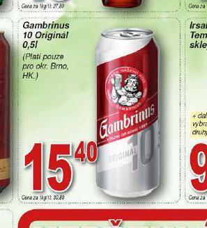 Lidl Pivo gambrinus originál nabídka