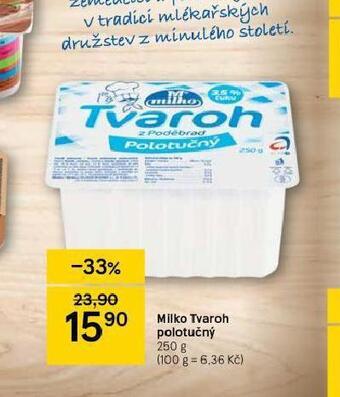 Tesco Milko tvaroh polotučný nabídka