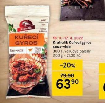 Tesco Krahulík kuřecí gyros sous-vide nabídka