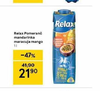 Tesco Relax pomeranč, mandarinka, maracuja a mango nabídka