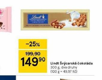 Tesco Lindt švýcarská čokoláda nabídka