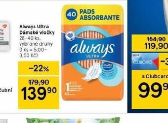 Tesco Always ultra dámské vložky nabídka