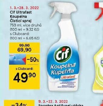 Tesco Cif ultrafast koupelna čistící sprej nabídka