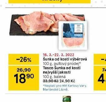 Tesco Šunka od kosti výběrová nabídka