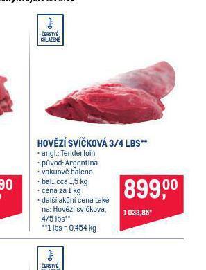 Makro Hovězí svíčková 3/4 lbs nabídka