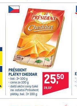 Makro Président plátky cheddar nabídka