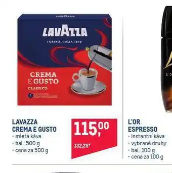 Makro Lavazza crema e gusto mletá káva nabídka