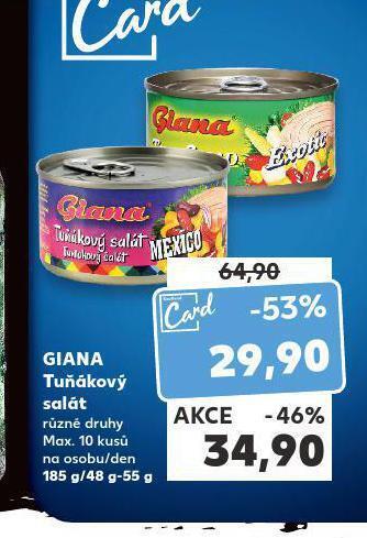 Kaufland Giana tuňákový salát nabídka