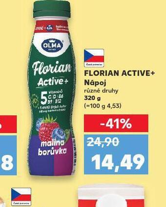 Kaufland Florian active+ nápoj nabídka