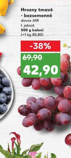 Kaufland Hrozny tmavé bezsemenné nabídka