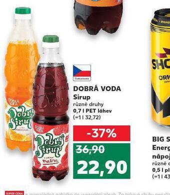 Kaufland Dobrá voda sirup nabídka