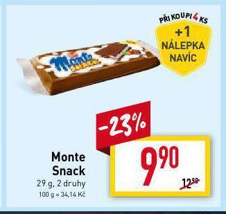 Billa Monte snack nabídka