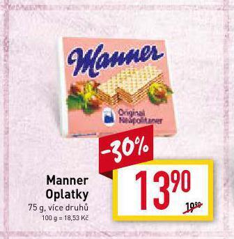 Billa Manner oplatky nabídka