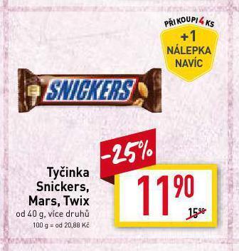 Billa Tyčinka snickers nabídka