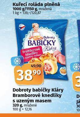 Coop Dobroty babičky kláry bramborové knedlíky s uzeným masem nabídka