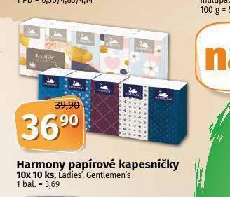 Coop Harmony papírové kapesníky nabídka
