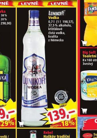 Norma Lunikoff vodka nabídka