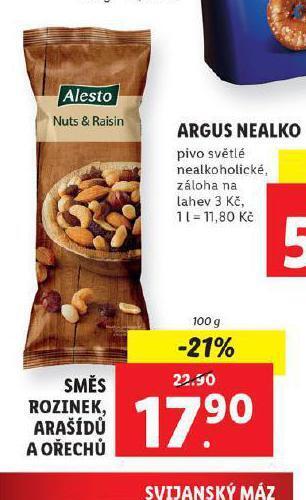 Lidl Směs rozinek. arašídů a ořechů nabídka