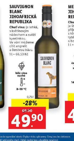 Lidl Sauvignon blanc jihoafrická republika nabídka