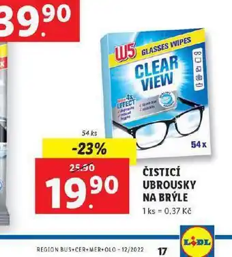 Lidl W5 čistící ubrousky na brýle nabídka