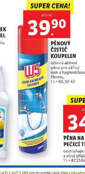 Lidl W5 pěnový čistič koupelen nabídka