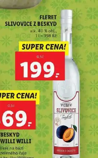 Lidl Fleret slivovice z beskyd nabídka