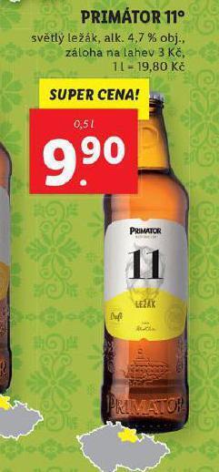 Lidl Pivo primátor 11 nabídka