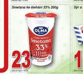 Lidl Olma smetana ke šlehání 33% nabídka