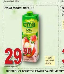 Lidl Hello jablko 100% nabídka