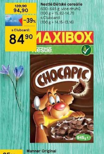 Tesco Nestlé dětské cereálie nabídka
