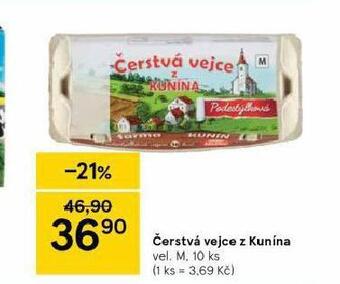 Čerstvá vejce z kunína