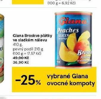 Tesco Giana broskve ve sladkém nálevu nabídka