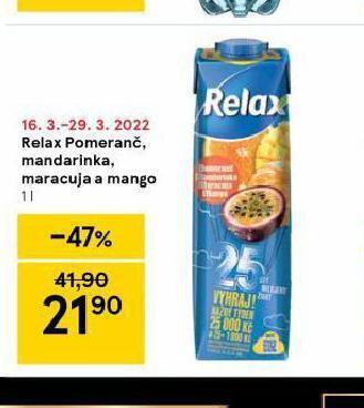 Tesco Relax pomeranč, mandarinka, maracuja a mango nabídka