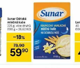 Tesco Sunar dětská mléčná kaše nabídka