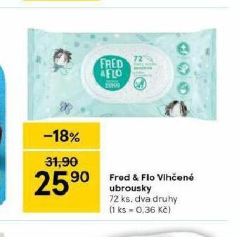 Tesco Fred & flo vlhčené ubrousky nabídka
