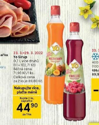 Tesco Yo sirup nabídka