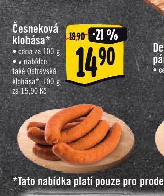 Jip Česneková klobása nabídka