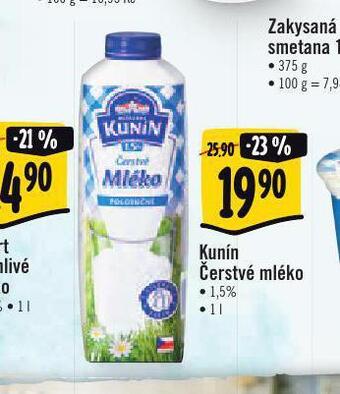 Albert Kunín čerstvé mléko nabídka